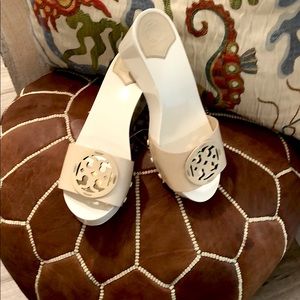 Tory Burch Leather Logo Wedges